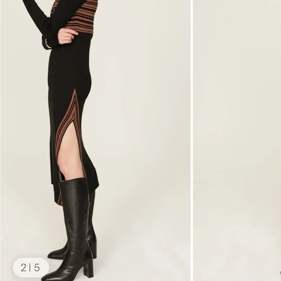 Elegant Black and Brown Striped Dress - Picture 3 of 4